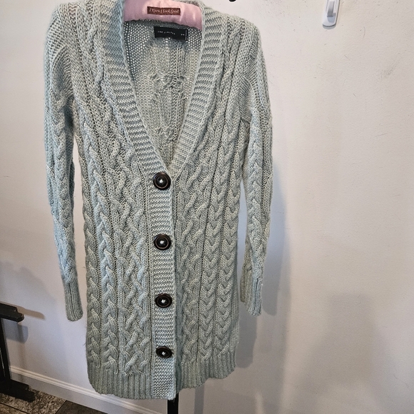 The Limited Cable Knit Soft Button-Down Cardigan Sweater S/M Light Green - Picture 1 of 9